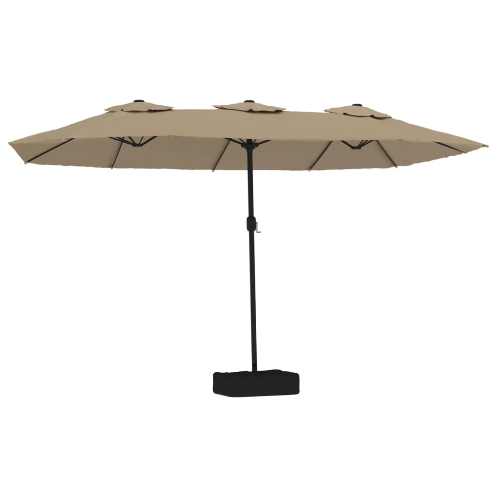 Parasol de jardin à double tête avec LED taupe 449x245 cm Parasols & voiles d'ombrage vidaXL
