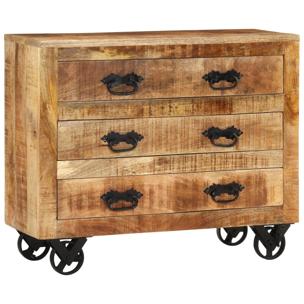 Buffet avec 3 tiroirs 80x30x65 cm bois de manguier brut massif - XIOS