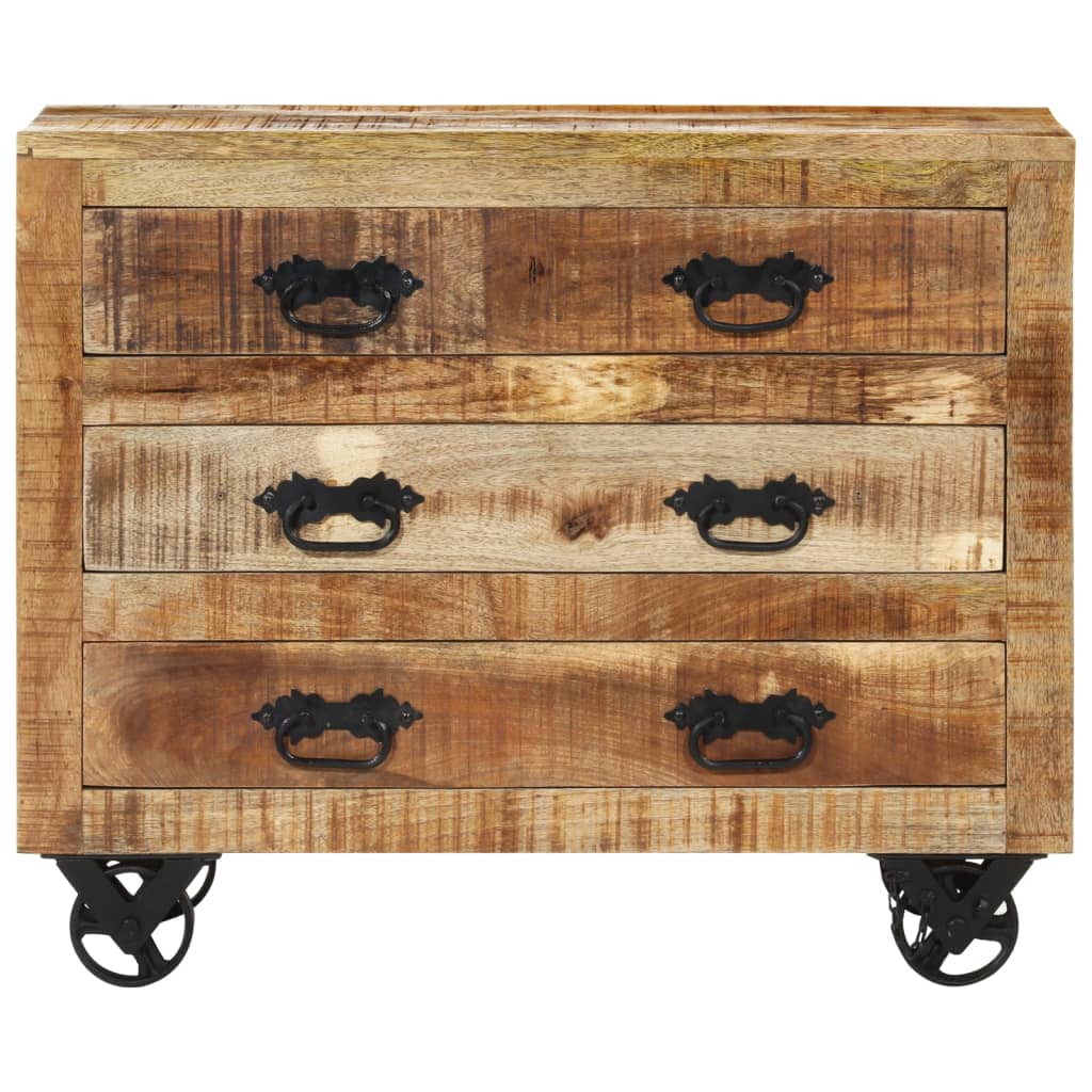 Buffet avec 3 tiroirs 80x30x65 cm bois de manguier brut massif - XIOS