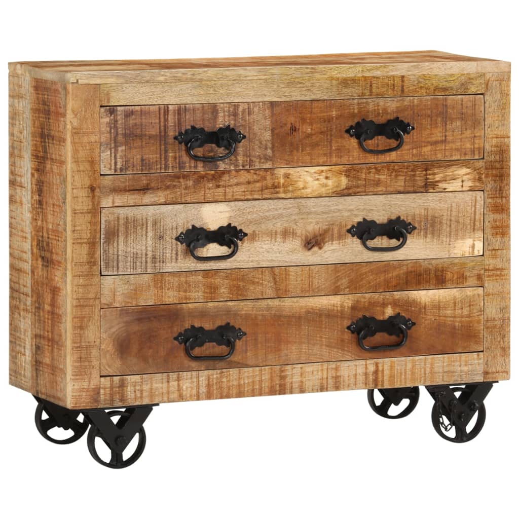 Buffet avec 3 tiroirs 80x30x65 cm bois de manguier brut massif - XIOS