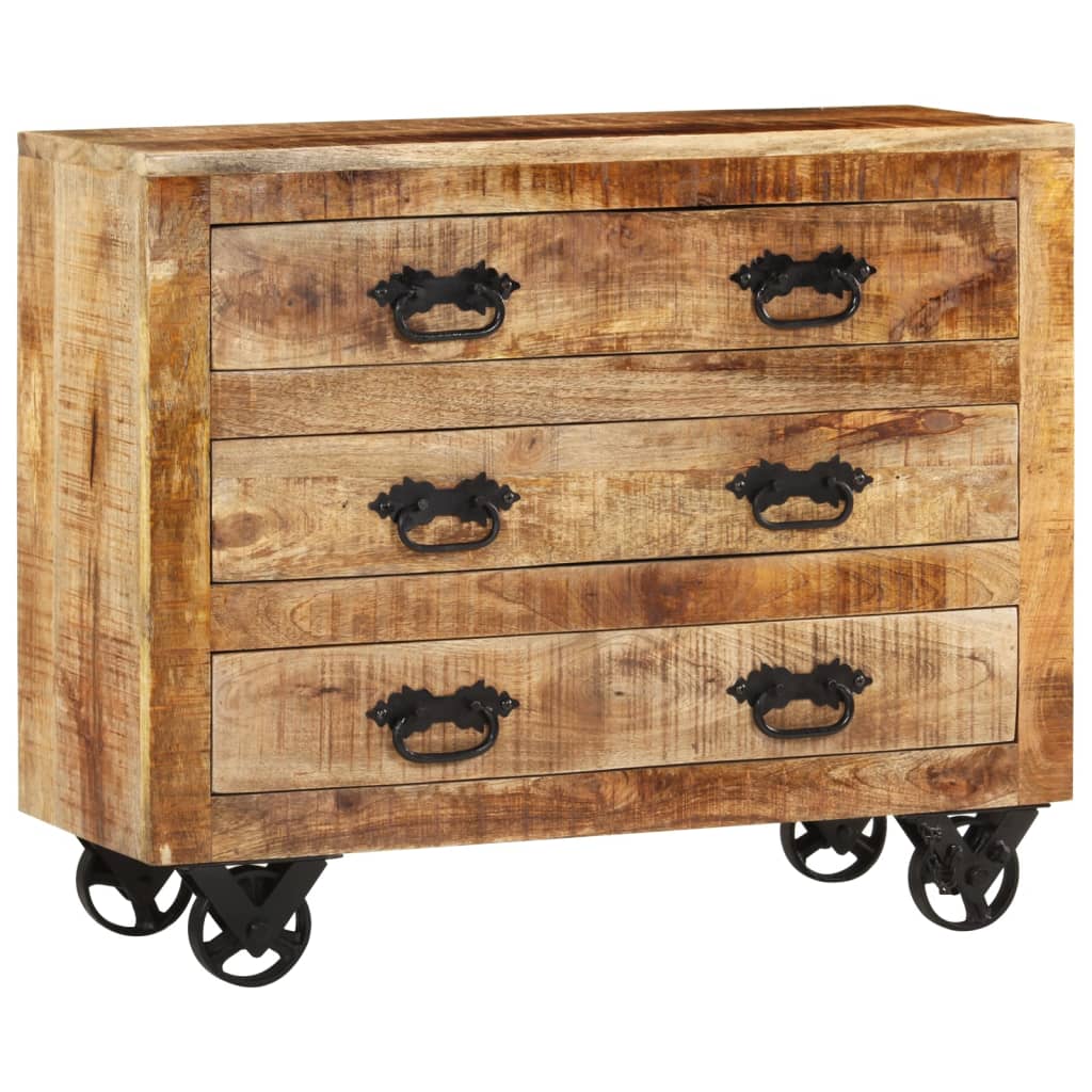 Buffet avec 3 tiroirs 80x30x65 cm bois de manguier brut massif - XIOS