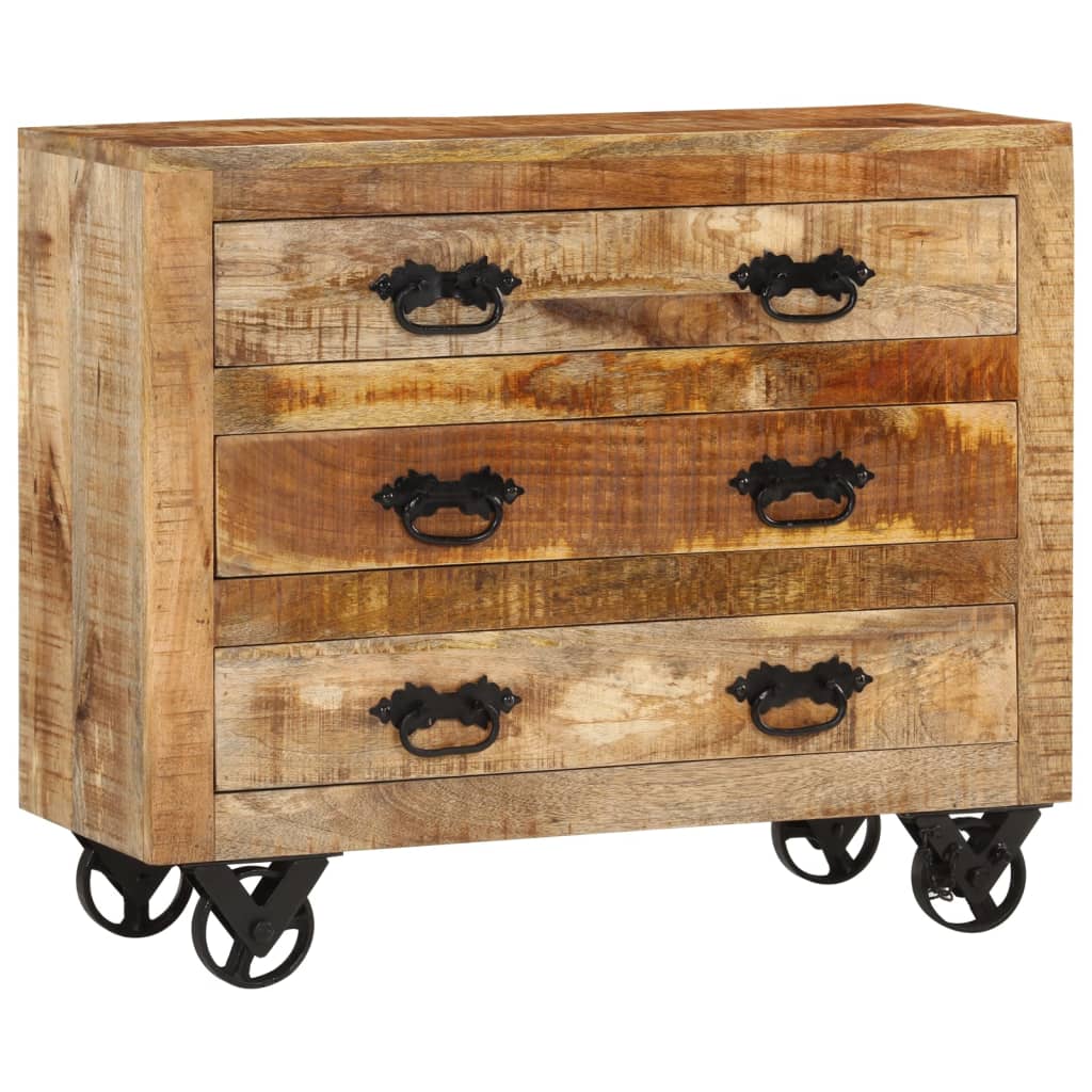 Buffet avec 3 tiroirs 80x30x65 cm bois de manguier brut massif - XIOS