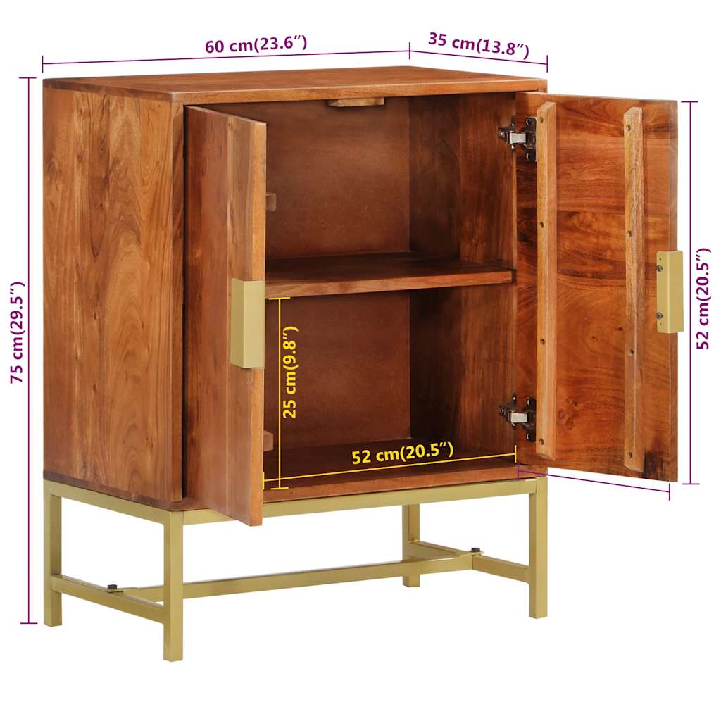 Buffet 60x35x75 cm bois massif d'acacia