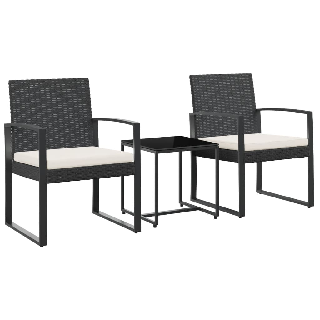 Ensemble à manger de jardin avec coussins 3 pcs noir rotin PP - XIOS