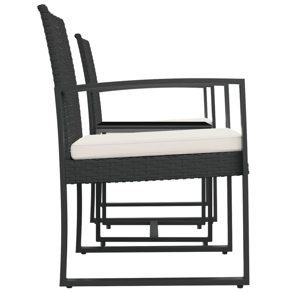 Ensemble à manger de jardin avec coussins 3 pcs noir rotin PP - XIOS