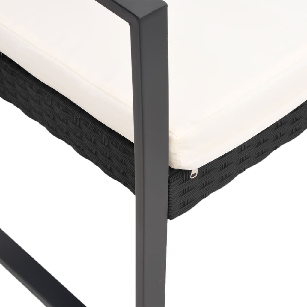 Ensemble à manger de jardin avec coussins 3 pcs noir rotin PP - XIOS