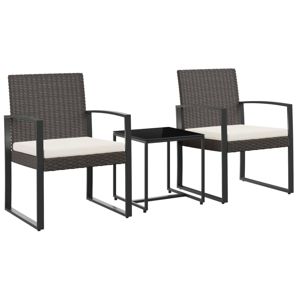 Ensemble à manger de jardin avec coussins 3 pcs marron rotin PP - XIOS