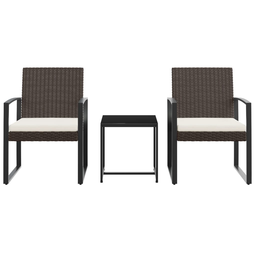 Ensemble à manger de jardin avec coussins 3 pcs marron rotin PP - XIOS