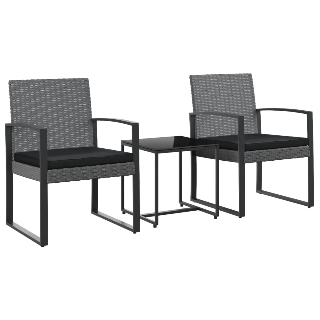 Ensemble à manger de jardin coussins 3 pcs gris foncé rotin PP - XIOS