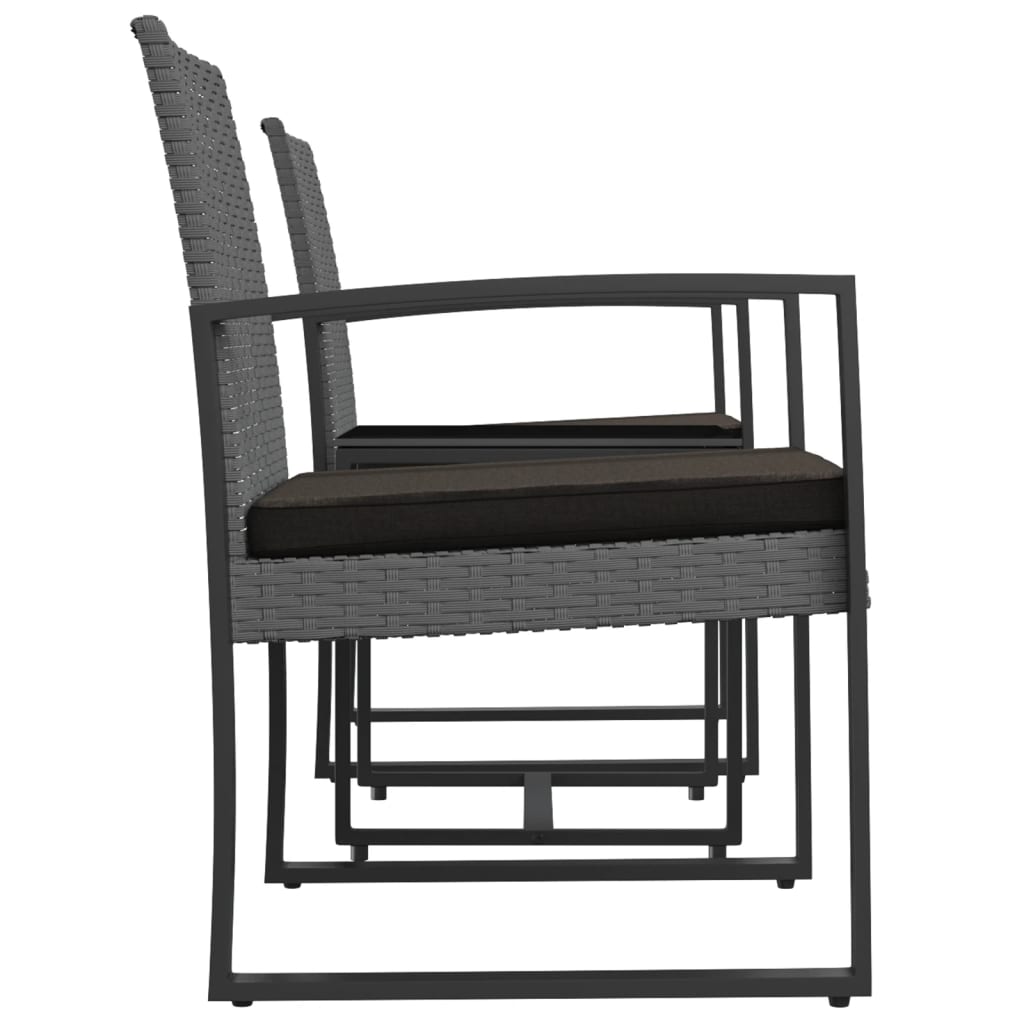 Ensemble à manger de jardin coussins 3 pcs gris foncé rotin PP - XIOS