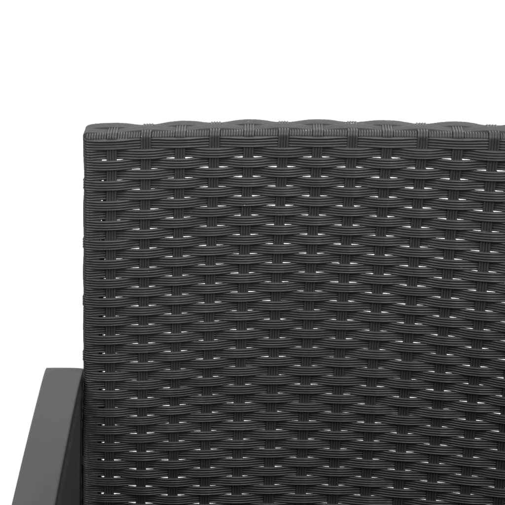 Banc de jardin à 3 places avec coussins noir rotin PP Bancs de jardin vidaXL