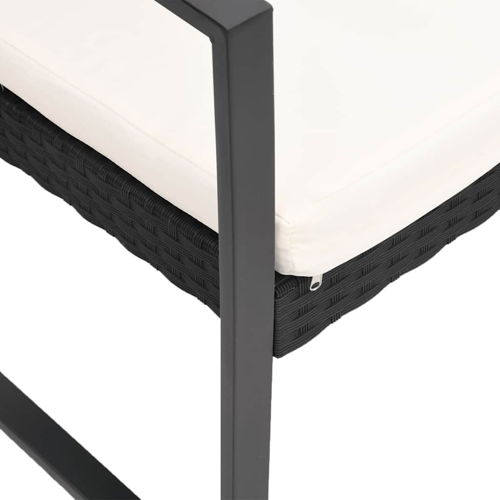 Ensemble à manger de jardin avec coussins 5 pcs noir rotin PP - XIOS