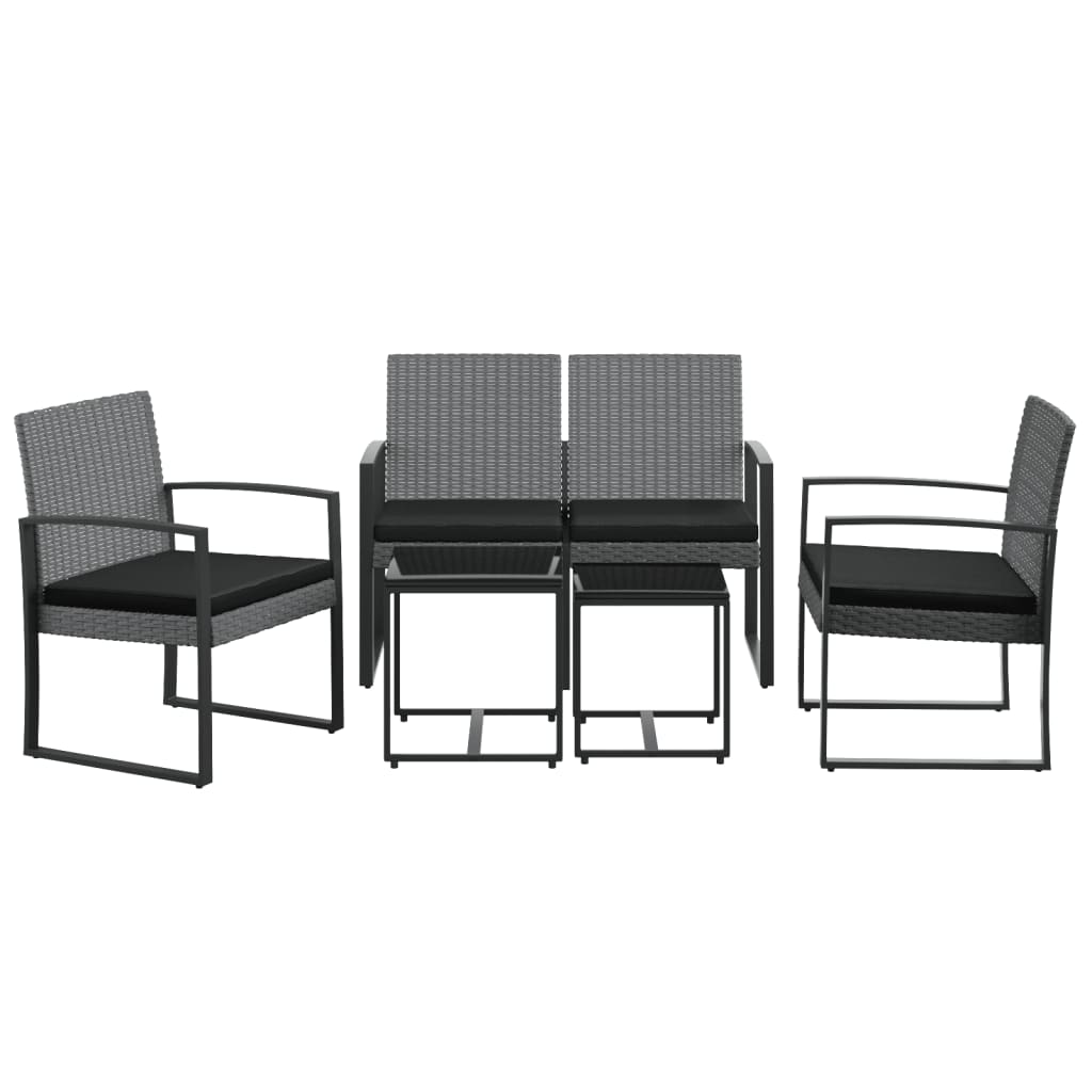 Ensemble à manger de jardin coussins 5 pcs gris foncé rotin PP - XIOS