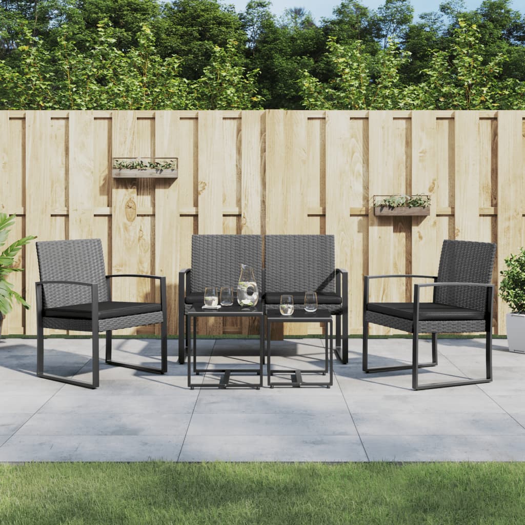 Ensemble à manger de jardin coussins 5 pcs gris foncé rotin PP - XIOS
