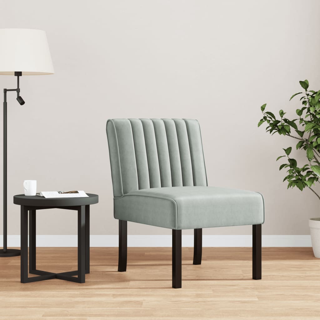 Fauteuil sans accoudoirs gris clair velours - XIOS