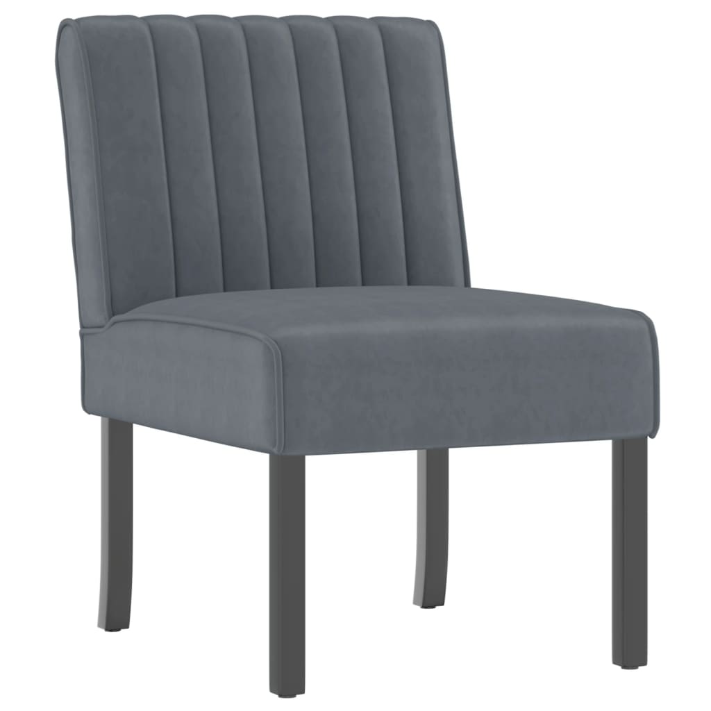 Fauteuil sans accoudoirs gris foncé velours - XIOS