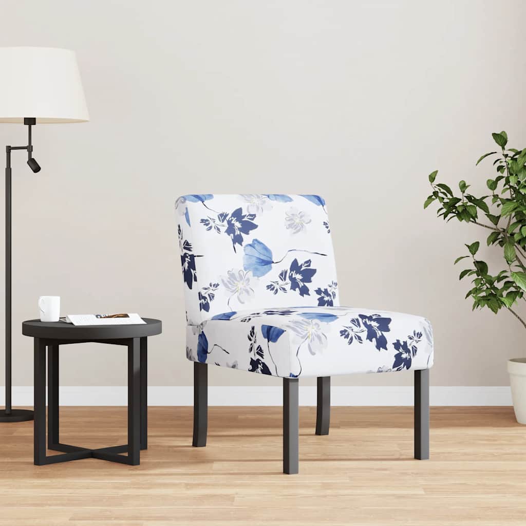 Fauteuil sans accoudoirs bleu tissu avec fleurs - XIOS