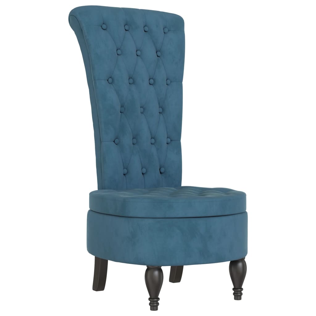 Chaise à dossier haut bleu velours conception de bouton - XIOS