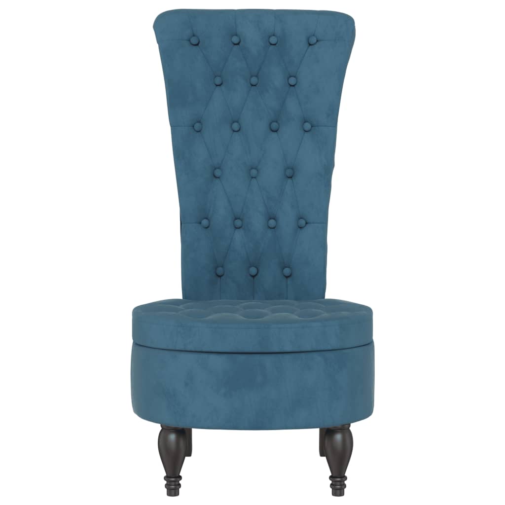 Chaise à dossier haut bleu velours conception de bouton - XIOS