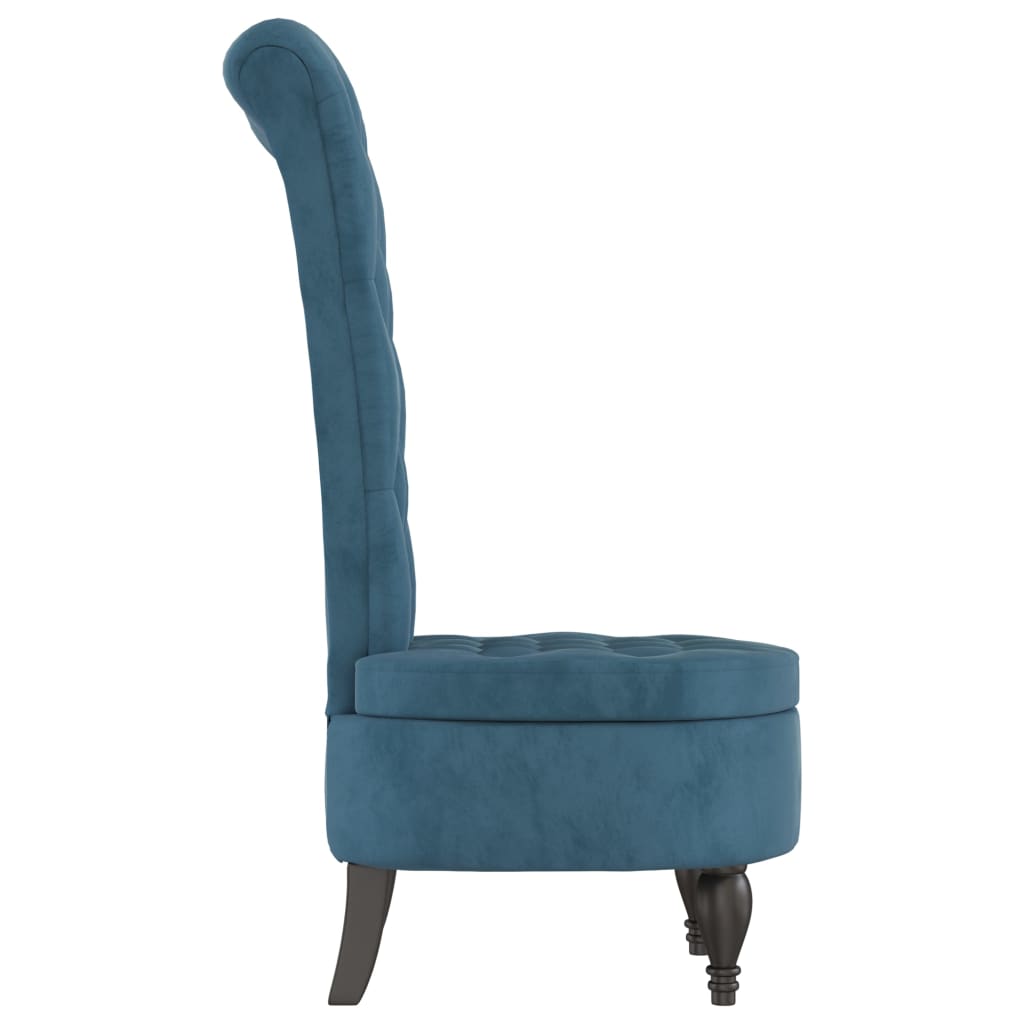 Chaise à dossier haut bleu velours conception de bouton - XIOS