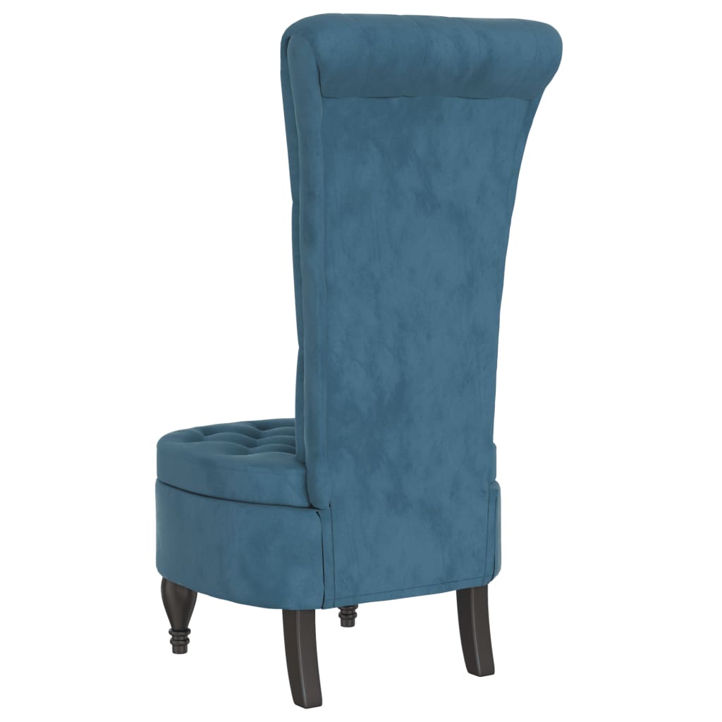 Chaise à dossier haut bleu velours conception de bouton - XIOS