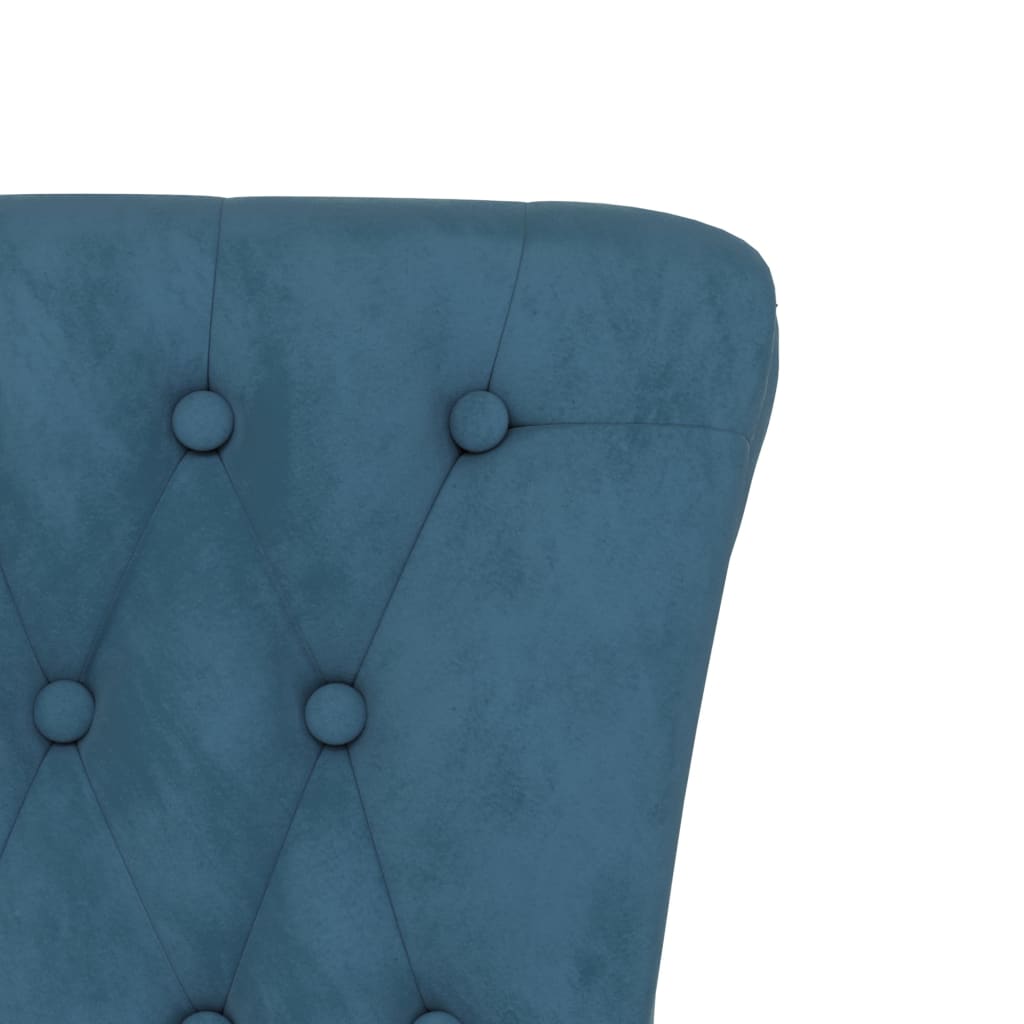 Chaise à dossier haut bleu velours conception de bouton - XIOS