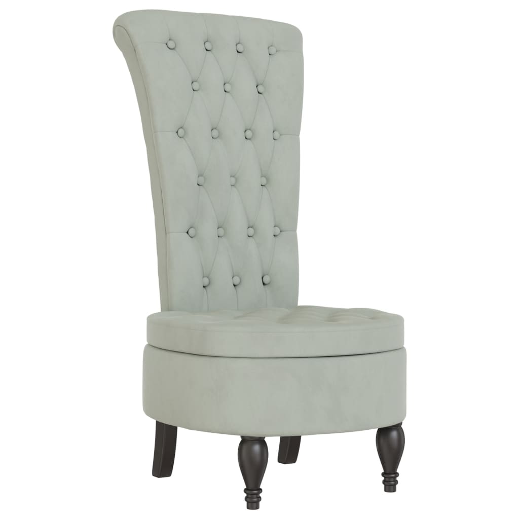 Chaise à dossier haut gris clair velours conception de bouton - XIOS