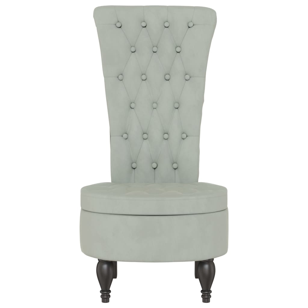 Chaise à dossier haut gris clair velours conception de bouton - XIOS