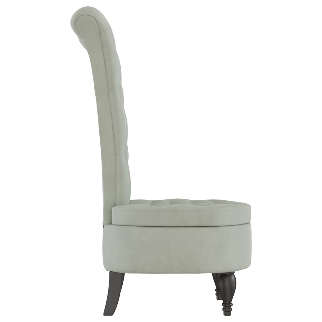 Chaise à dossier haut gris clair velours conception de bouton - XIOS