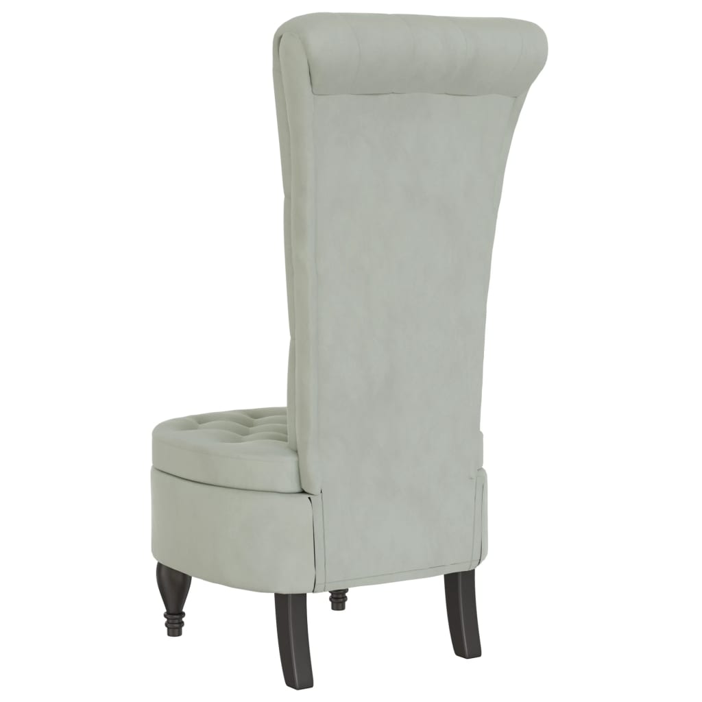 Chaise à dossier haut gris clair velours conception de bouton - XIOS