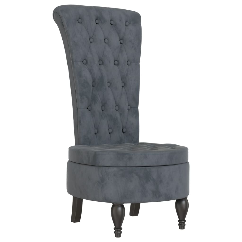 Chaise à dossier haut gris foncé velours conception de bouton - XIOS