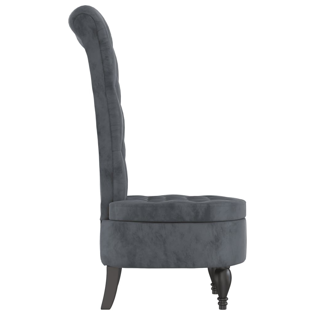 Chaise à dossier haut gris foncé velours conception de bouton - XIOS