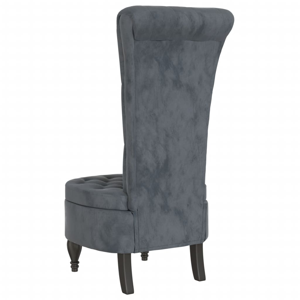 Chaise à dossier haut gris foncé velours conception de bouton - XIOS