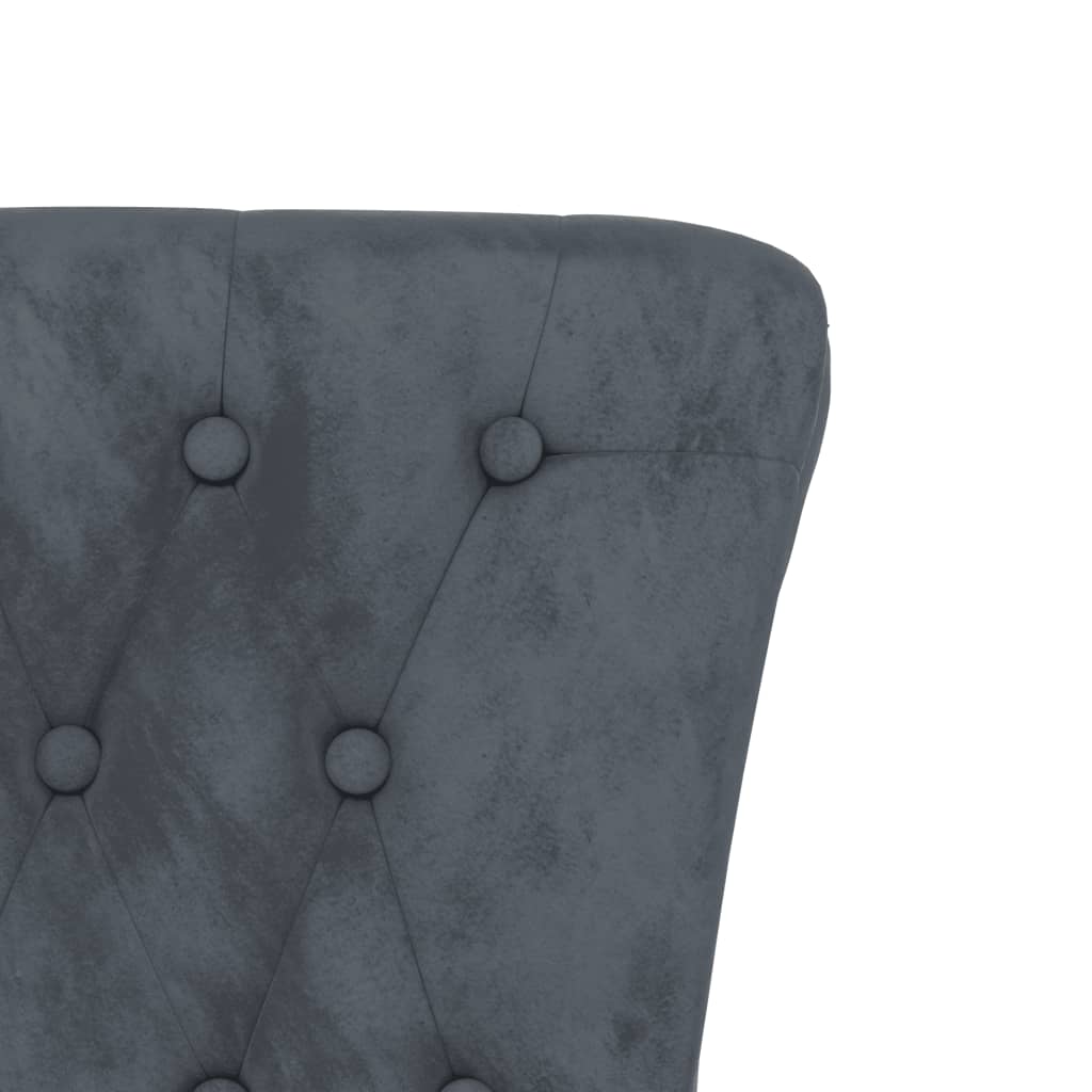 Chaise à dossier haut gris foncé velours conception de bouton - XIOS