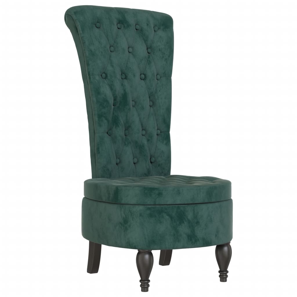 Chaise à dossier haut vert foncé velours conception de bouton - XIOS