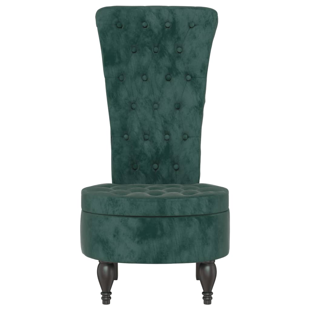 Chaise à dossier haut vert foncé velours conception de bouton - XIOS