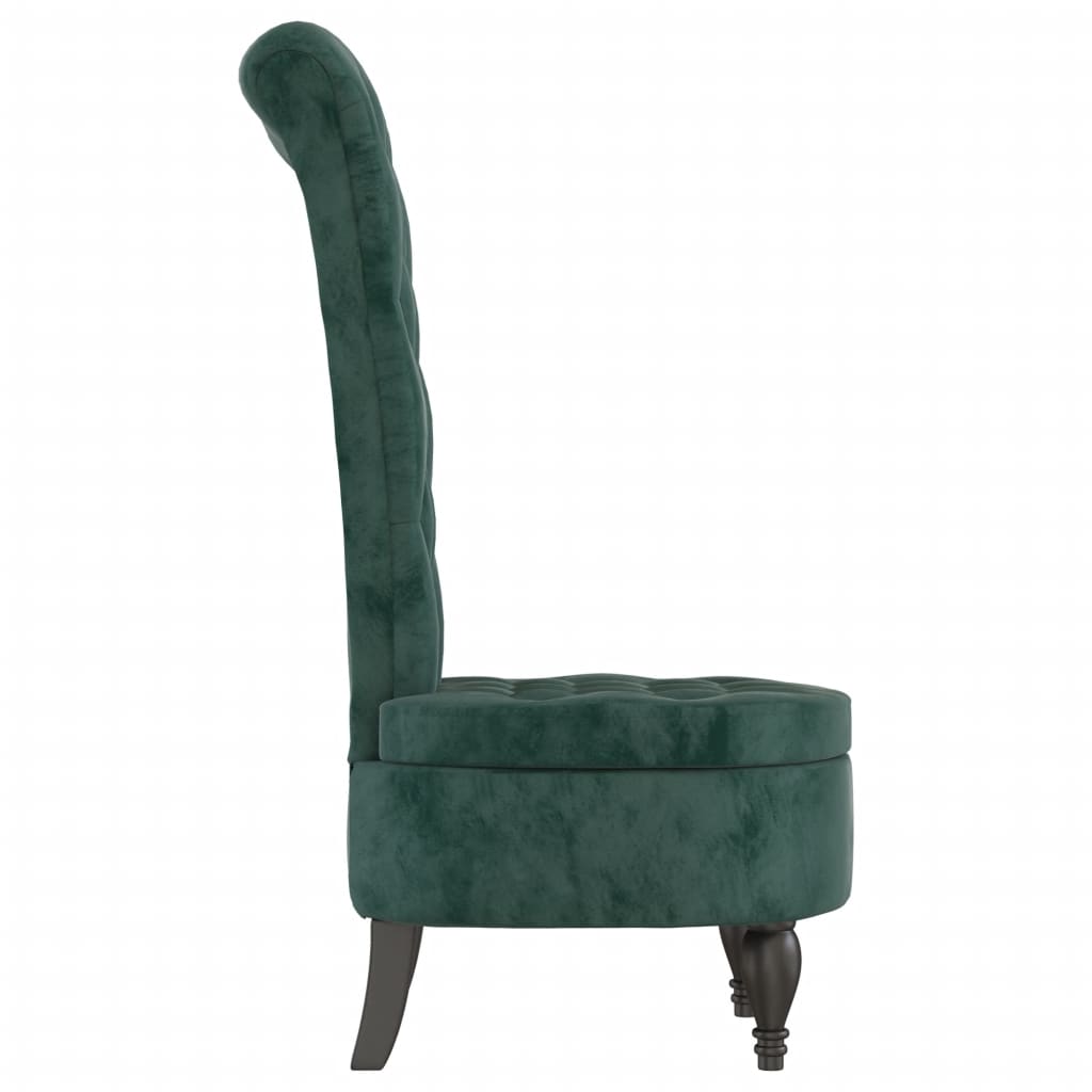 Chaise à dossier haut vert foncé velours conception de bouton - XIOS