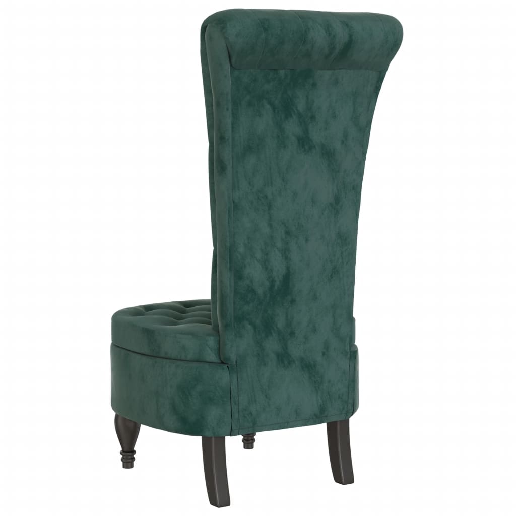 Chaise à dossier haut vert foncé velours conception de bouton - XIOS