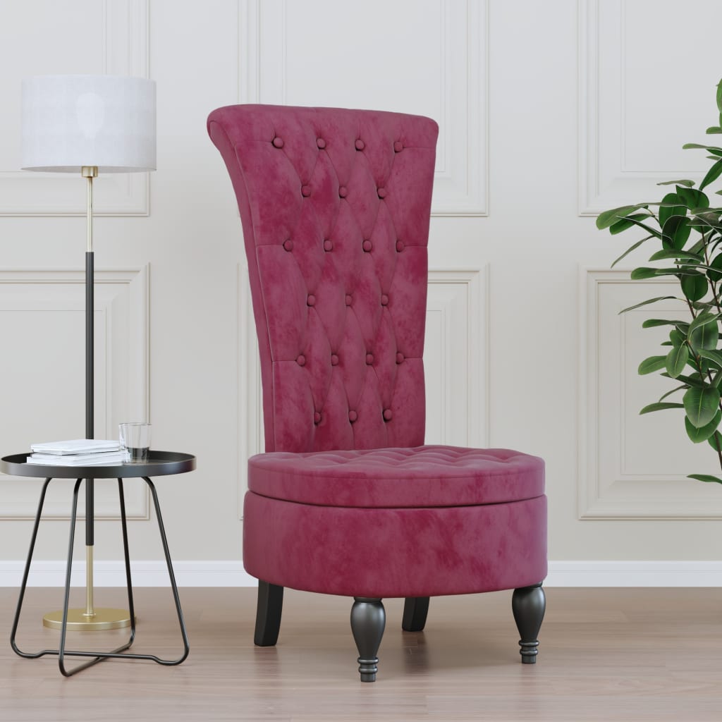 Chaise à dossier haut rouge bordeaux conception de bouton - XIOS