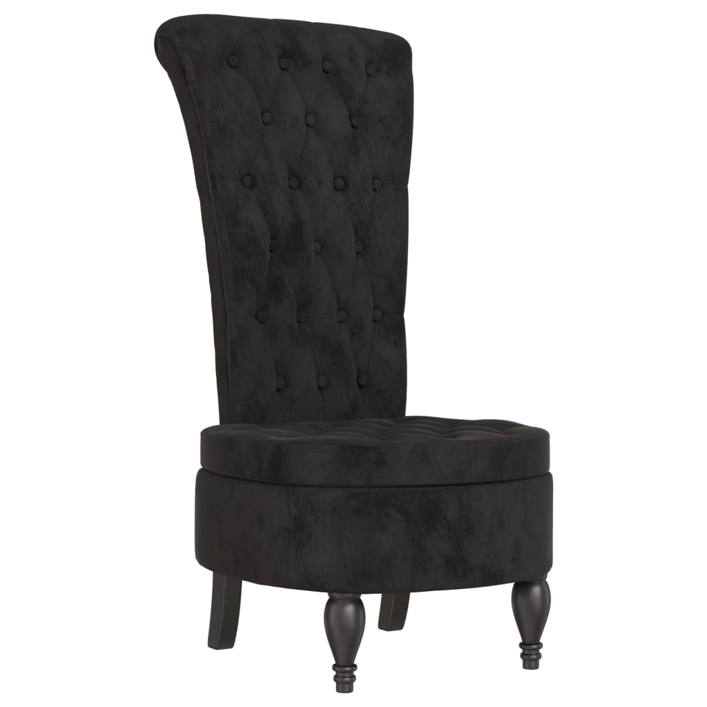 Chaise à dossier haut noir velours conception de bouton - XIOS