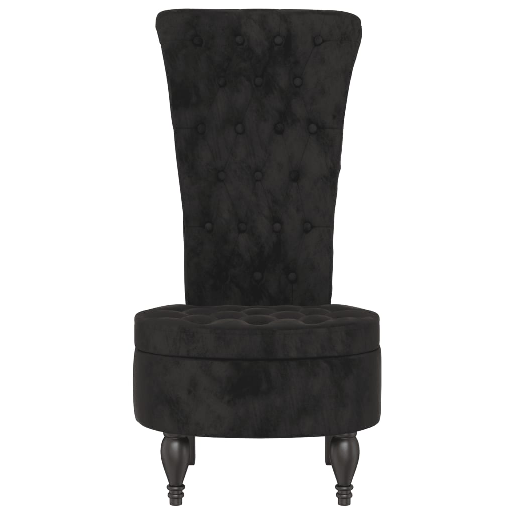 Chaise à dossier haut noir velours conception de bouton - XIOS