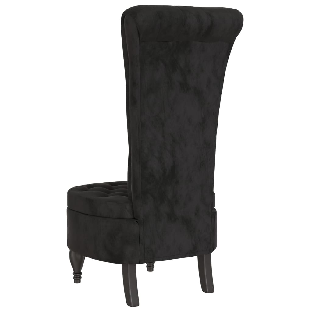 Chaise à dossier haut noir velours conception de bouton - XIOS