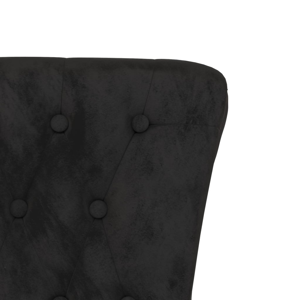 Chaise à dossier haut noir velours conception de bouton - XIOS