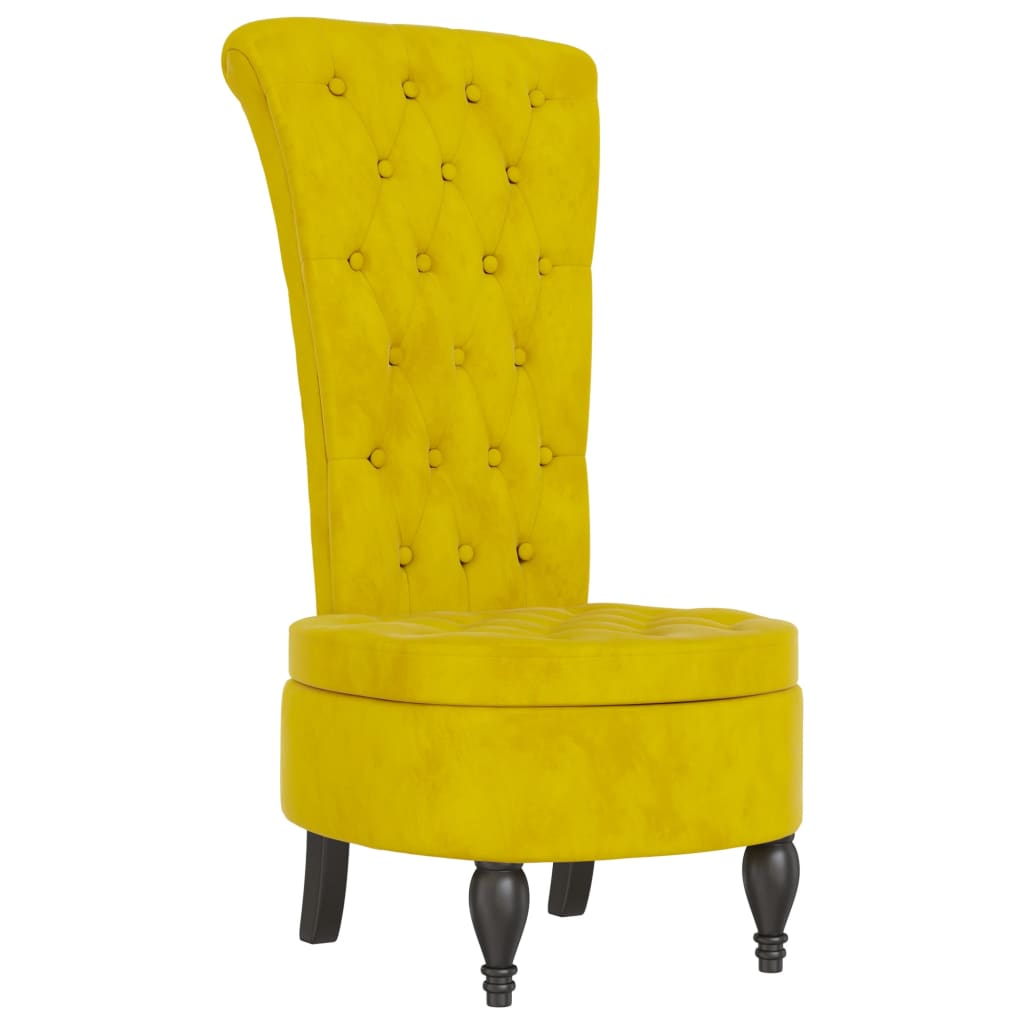 Chaise à dossier haut jaune velours conception de bouton - XIOS