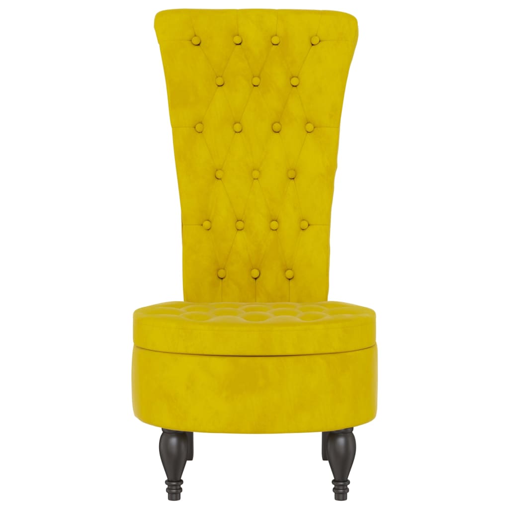 Chaise à dossier haut jaune velours conception de bouton - XIOS