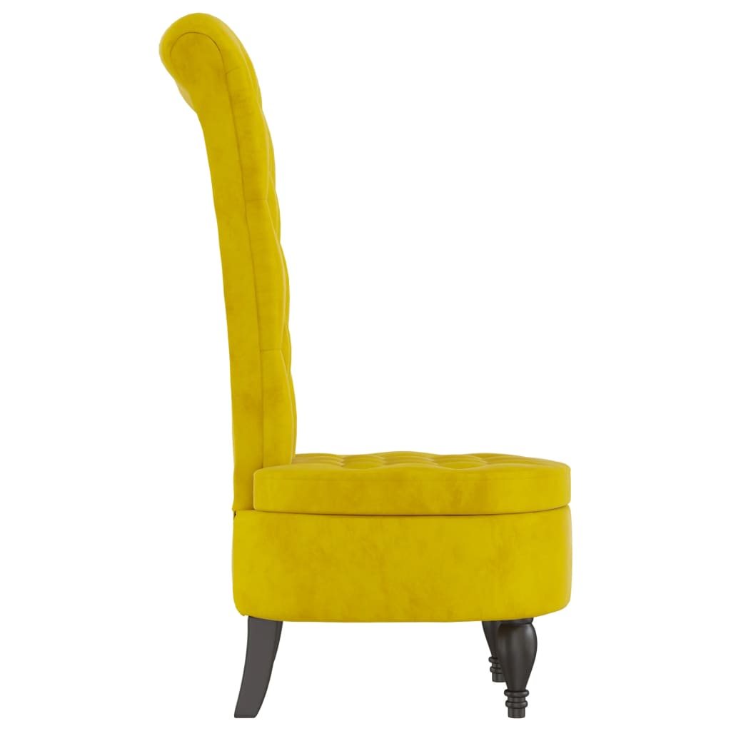 Chaise à dossier haut jaune velours conception de bouton - XIOS