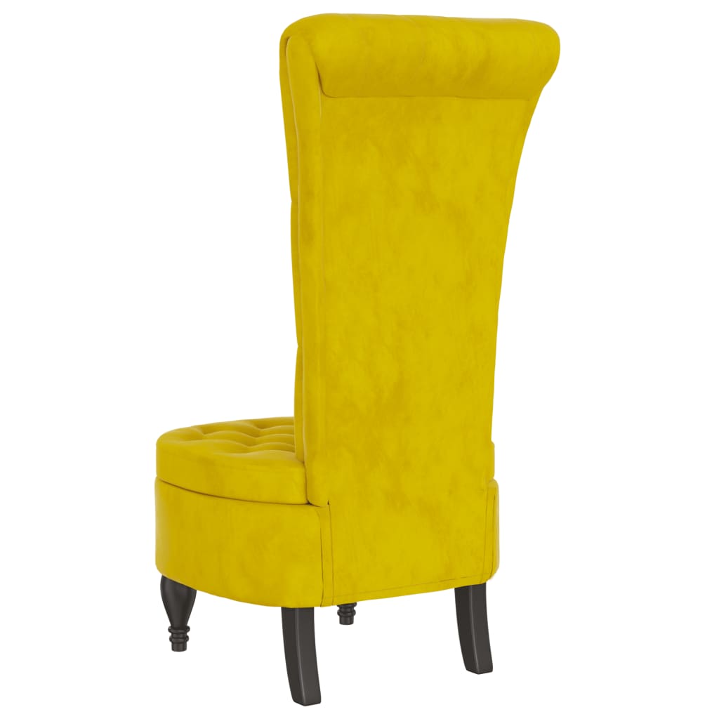 Chaise à dossier haut jaune velours conception de bouton - XIOS