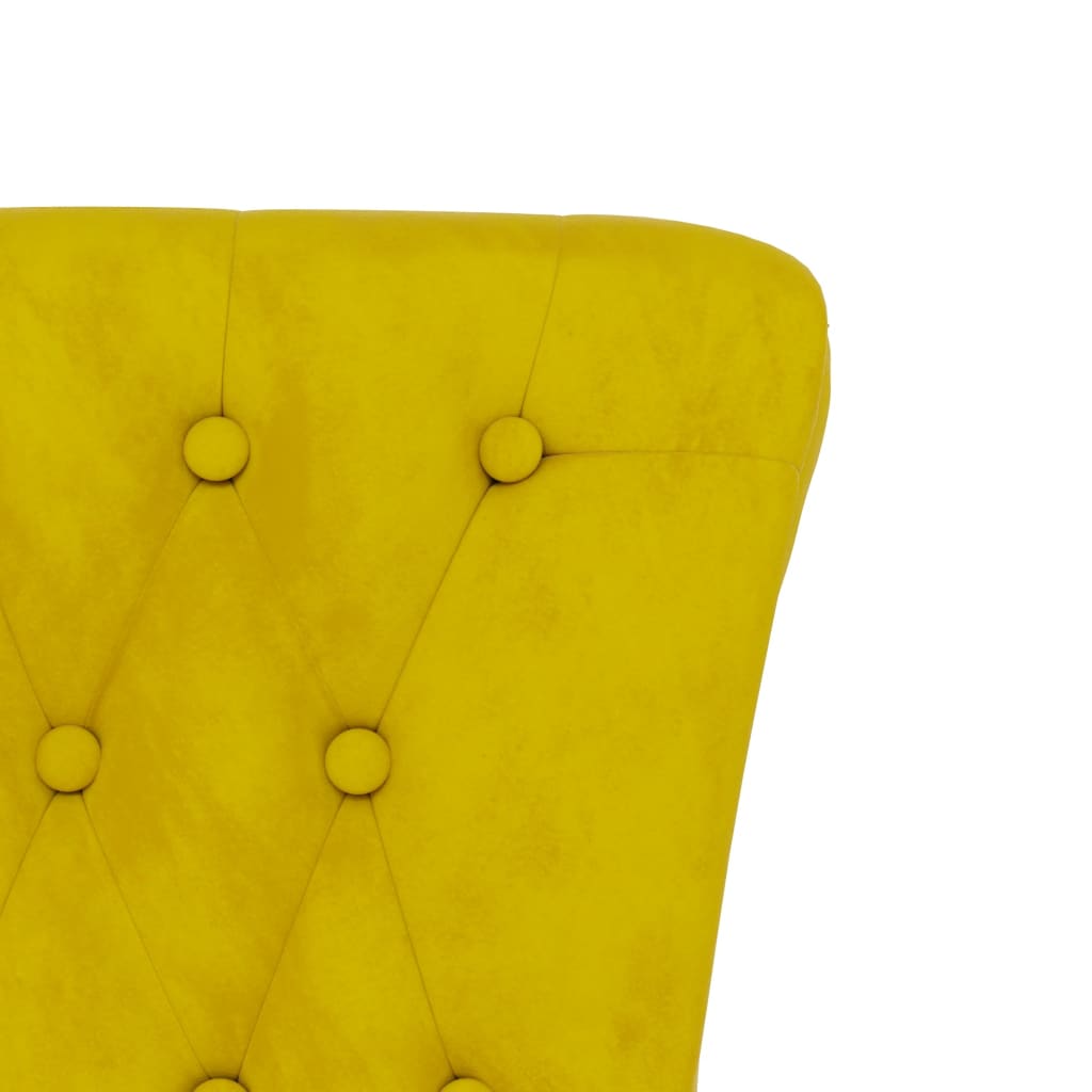 Chaise à dossier haut jaune velours conception de bouton - XIOS
