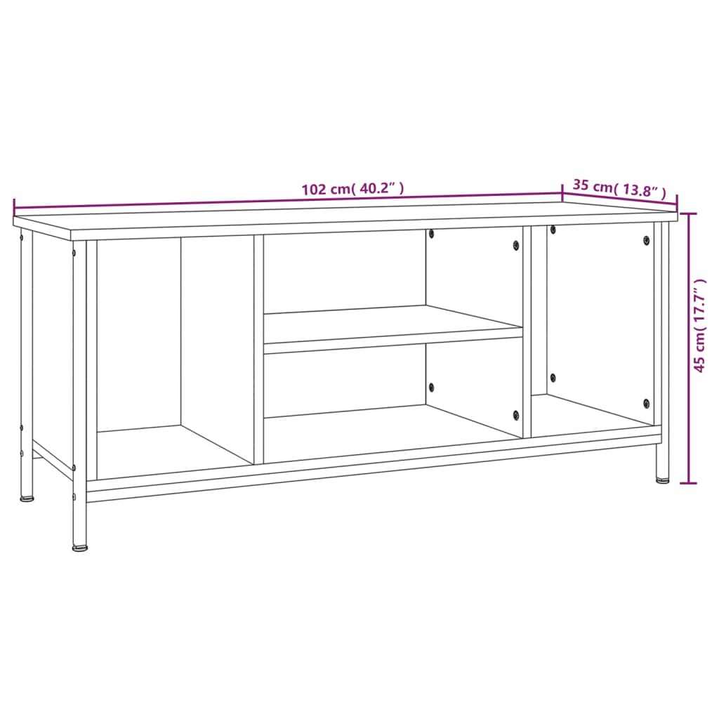 Meuble TV noir 102x35x45 cm bois d'ingénierie - XIOS
