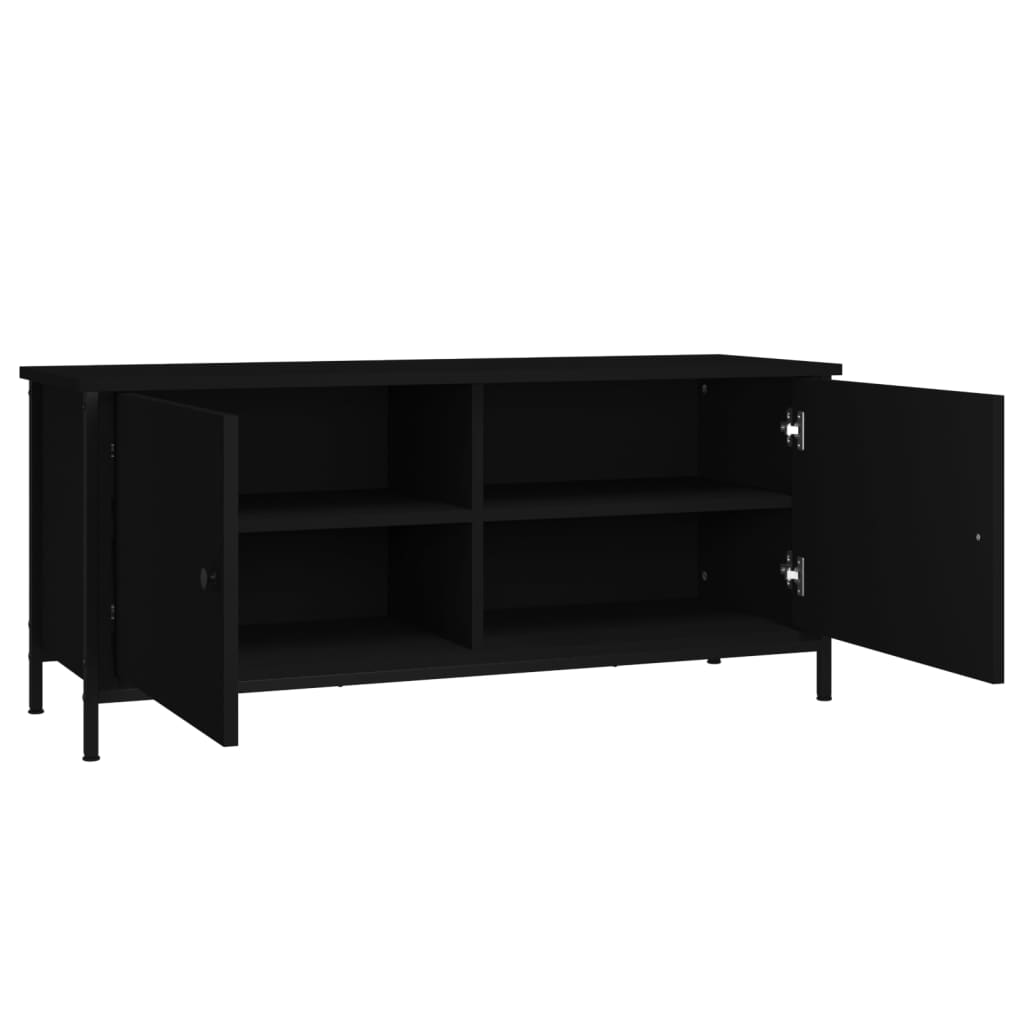 Meuble TV avec portes noir 102x35x45 cm bois d'ingénierie - XIOS